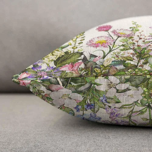 Miniatura 5 de TKS MITLAN Funda de Almohada Decorativa de Flores Silvestres y Hojas, Funda de Cojín Botánica de Primavera Acuarela Hierbas, Fundas de Almohada