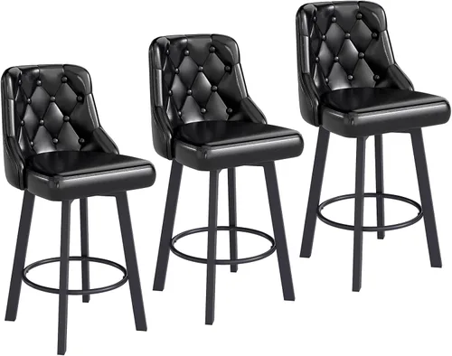 Miniatura 11 de Youhauchair Juego de 4 taburetes de bar, de 26 pulgadas, modernos taburetes de bar con respaldo, reposapiés y patas de metal, silla de bar tapizada