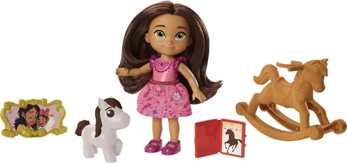 Miniatura 5 de Mattel Spirit Untamed Young Lucky Doll (aprox. 4 pulgadas) con 5 articulaciones móviles y accesorios de historia, incluye caballo mecedora y caballo
