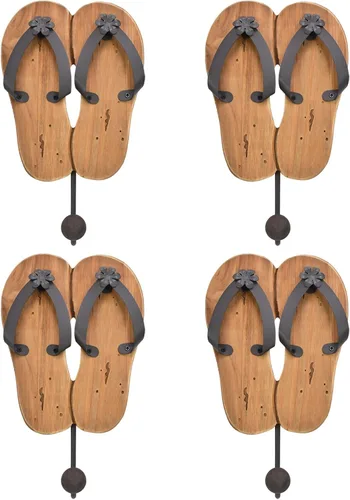 Miniatura 11 de Aecipl Ganchos de pared de madera para colgar chanclas, letrero de decoración temática de playa, gancho náutico para toallas para baño, dormitorio