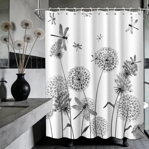 Miniatura 110 de Cortina de ducha floral para primavera y verano, flores silvestres, flores y mariposas, decoración de baño, tela impermeable con ganchos, 70