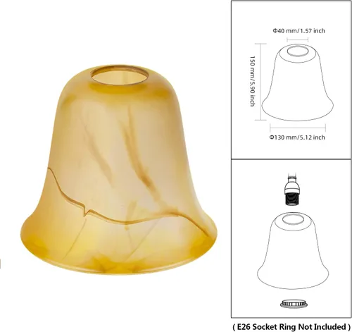Miniatura 2 de Pantalla de cristal ámbar de grietas, accesorio de iluminación, pantalla de repuesto con ajuste de apertura de 1-5/8 pulgadas