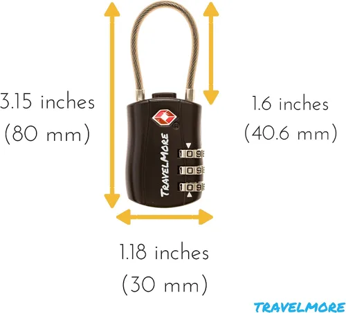 Miniatura 2 de Aprobado por la TSA Cerraduras de equipaje de combinación de cable de viaje para maletas Paquete de 1, 2, 4 & 6