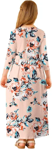 Miniatura 30 de 21KIDS Vestido largo floral de manga larga 3/4 con bolsillos para niñas de 6 a 12 años