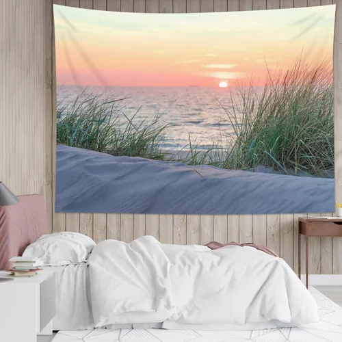 Miniatura 29 de HVEST Tapiz de fase lunar para colgar en la pared, cielo morado con nubes, estrellas, decoración de pared celestial, paisaje natural, decoración