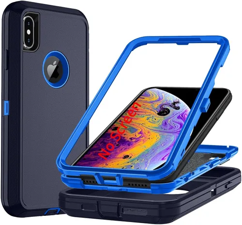 Miniatura 40 de Funda para iPhone X/i Phone Xs, 3 capas duradera funda de teléfono resistente protección para teléfono, a prueba de golpes a prueba de caídas a Negro