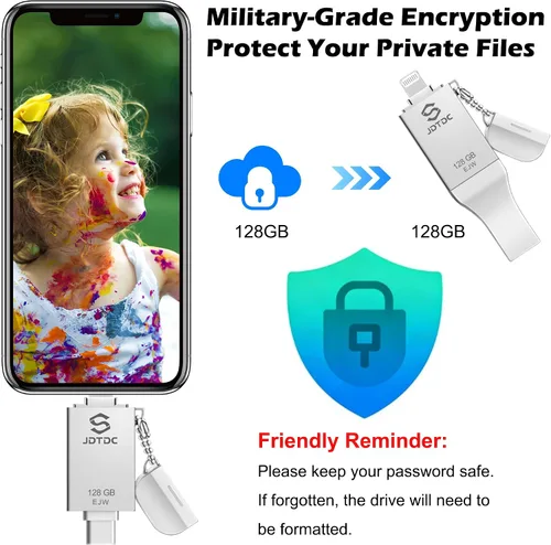 Miniatura 5 de Genuine 128GB Apple MFi Certified Photo Stick for iPhone 17/16/15/14-3 in 1 USB C Flash Drive & Memory Stick - High Speed External Storage for