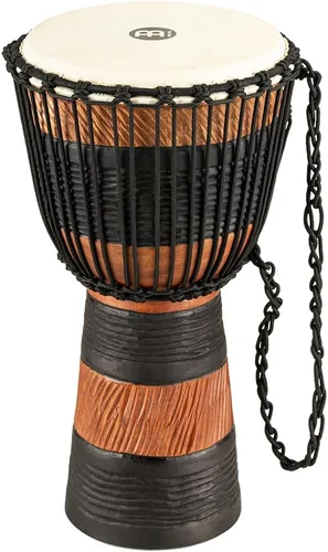 Miniatura 12 de Meinl Percussion ADJ3-L+BAG Cuerda de estilo africano afinada de madera Djembe de 12 pulgadas con bolsa, marrón/negro