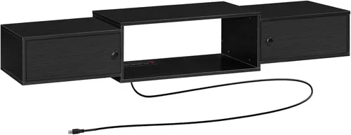 Miniatura 9 de HOOBRO BK11UDS01 - Soporte flotante de 55 pulgadas para TV con tomas de corriente, moderno estante de consola multimedia montado en la pared