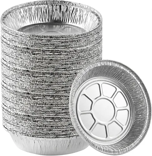 Miniatura 11 de Mr Miracle Paquete de 50 sartenes desechables de papel de aluminio – Sartenes circulares de aluminio de 8 pulgadas, ideales para hornear, almacenar
