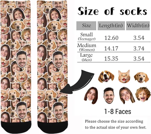 Miniatura 153 de Artsadd Calcetines personalizados para mujeres y hombres, amantes de los perros y gatos, regalos divertidos unisex personalizados