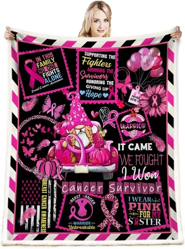 Manta de cáncer de mama, regalos para sobrevivientes de cáncer de mama para mujeres, manta suave, regalos de cáncer de mama para mujeres, manta