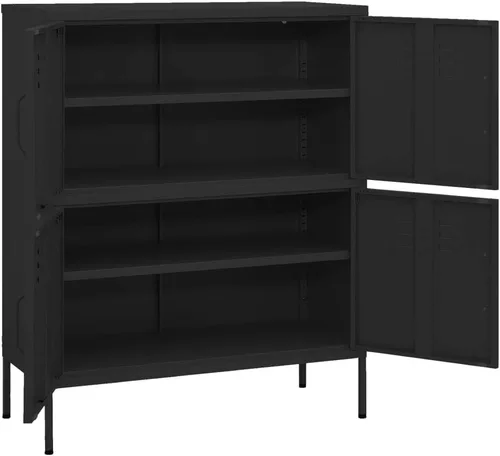 Miniatura 7 de 【Envío prioritario】Taquillas de metal, cajas de almacenamiento, zapatos y casilleros de acero compuesto con ranuras para tarjetas para oficina, Negro