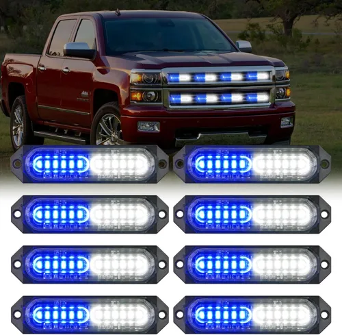 Miniatura 19 de Nilight 8 piezas de luces estroboscópicas LED 12 LED ámbar blancas, luz de emergencia 12 V 24 V, luz de advertencia de peligro con función