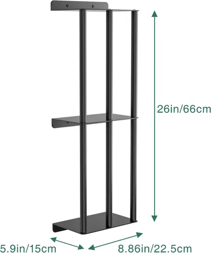 Miniatura 4 de susswiff Toalleros para baño: toallero montado en la pared de 26 pulgadas, toallero de 2 niveles mejorado con 3 barras verticales y 3 estantes