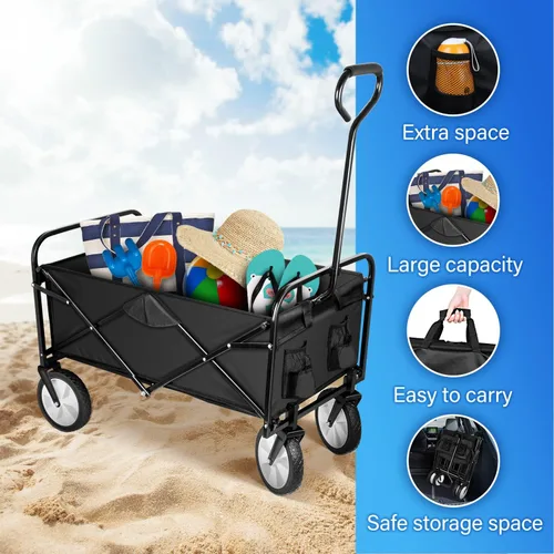 Miniatura 2 de YSSOA Carrito de Jardín Plegable, Rodante y Colapsible, Carrito de Utilidad para Campamento al Aire Libre con Ruedas Giratorias de 360 Grados