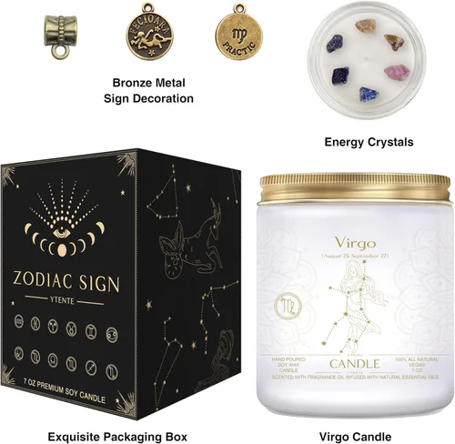 Miniatura 2 de Velas de signo del zodiaco, velas con signo de cristal del zodiaco, velas perfumadas de astrología, regalos para mejores amigos, mujeres, hombres