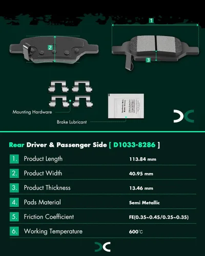 Miniatura 7 de SCITOO Rotores de freno sólidos traseros de 10.63 pulgadas + pastillas de freno de cerámica de repuesto para Chevy Cobalt, Malibu, HHR, Pontiac G5