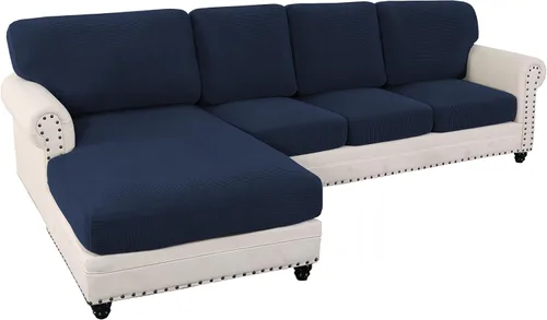 Miniatura 22 de Fundas elásticas para cojines de sofá seccional para sofá seccional izquierdo y derecho en forma de L, juego de 6 piezas para sofás seccionales
