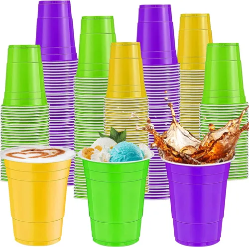 Miniatura 12 de 120 piezas 16 onzas Vasos de plástico amarillos para Acción de Gracias Vasos desechables de plástico amarillos Vasos de fiesta para beber
