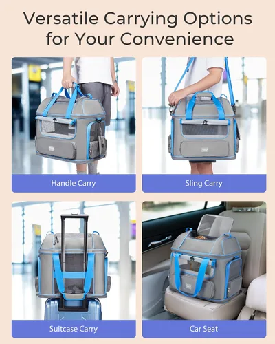 Miniatura 5 de Transportador expandible para perros y gatos: transportador de mascotas de lados suaves aprobado por aerolíneas, grande, pequeño, mediano, plegable