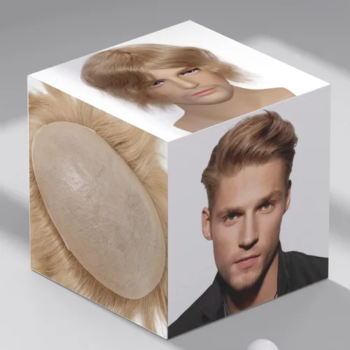Miniatura 8 de toupee tupé para hombres 0.002 in ultra suave y transparente piel fina con bucle en V línea capilar natural para hombre, extensiones de cabello 1B