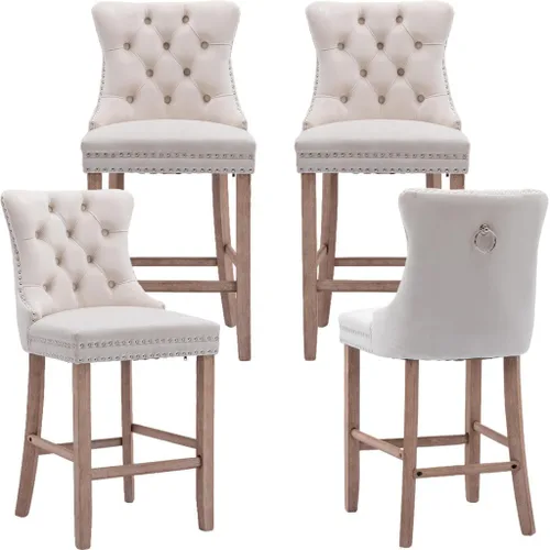 Miniatura 14 de Juego de 2 taburetes de bar giratorios de altura de mostrador, modernos taburetes de bar para isla de cocina, taburetes de bar grises con respaldo
