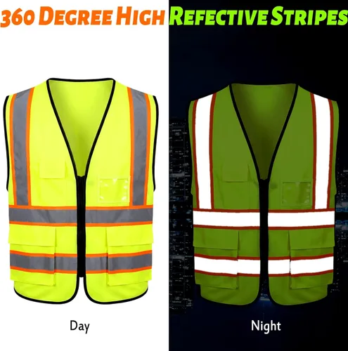 Miniatura 4 de EBOOT 20 Pcs Vests High Visibility Reflective Vest Safety Neon Bright Work Construction Vest with Pockets Reflective Strips (Fluorescent Green)