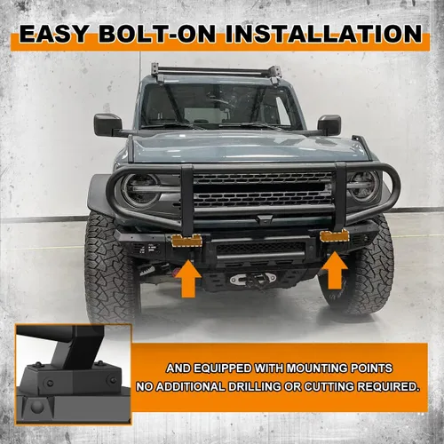 Miniatura 7 de Protección de rejilla para parachoques delantero ROXX para Ford Bronco 2021-2025 con parachoques delantero modular de fábrica,