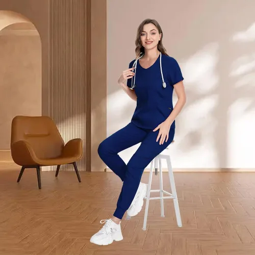 Miniatura 20 de niaahinn Conjunto de uniformes médicos para mujer, uniformes de enfermería, cuello en V clásico y pantalones quirúrgicos para correr