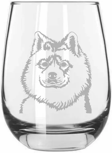 Miniatura 411 de Sakhalin Husky Dog - Copa de vino grabada personalizada de 15.25 onzas sin tallo