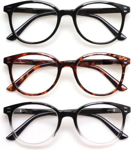 SIGVAN Paquete de 3 lentes de lectura, bisagra de resorte, elegantes lectores color negro/tortuga para hombres y mujeres 3 Mezcla