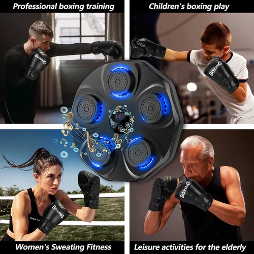 Miniatura 8 de TGLLM Music Boxing Machine, Interactive Punching Trainer with Boxing Gloves, Large Size Wall Mounted Electronic Boxing Target for Adult Kids, 9