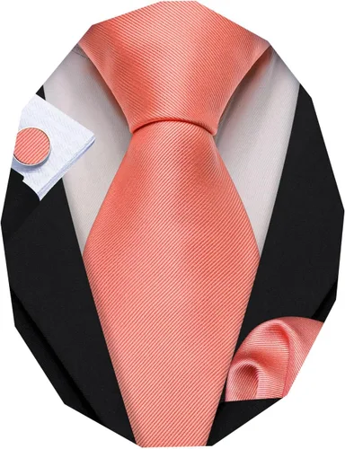Miniatura 151 de Barry.Wang Juego de corbatas a cuadros para hombre con pañuelo gemelos de rayas clásicas