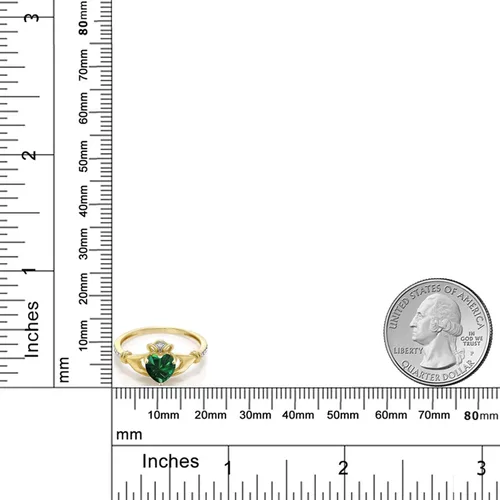 Miniatura 26 de Gem Stone King Anillo de compromiso claddagh celta irlandés de oro amarillo de 10 quilates con piedra preciosa en forma de corazón de 0.236 in