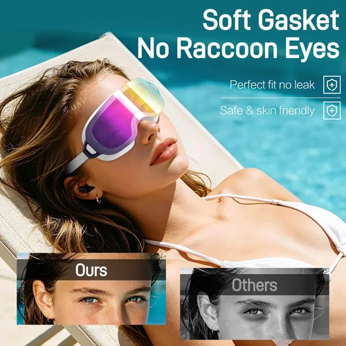 Miniatura 5 de Paquete de 2 gafas de natación para jóvenes, cara pequeña, para mujer, gafas de natación antivaho para adolescentes y adultos, visión amplia