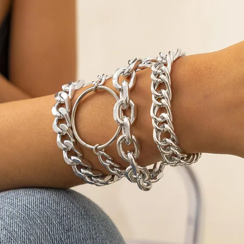 Miniatura 55 de Long tiantian Pulsera de oro gruesa para mujer, pulseras de oro delicadas, pulseras para mujer, pulseras apilables de eslabones de cadena