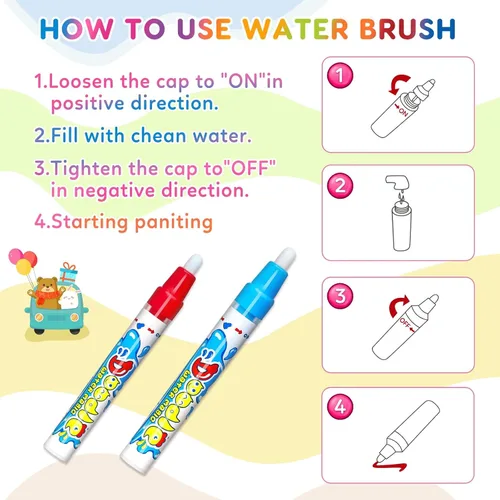 Miniatura 7 de Juguete para niños pequeños Wedopro: tapete de garabatos de agua de 40 x 30 pulgadas, sin desorden, para colorear y dibujar, con secado instantáneo