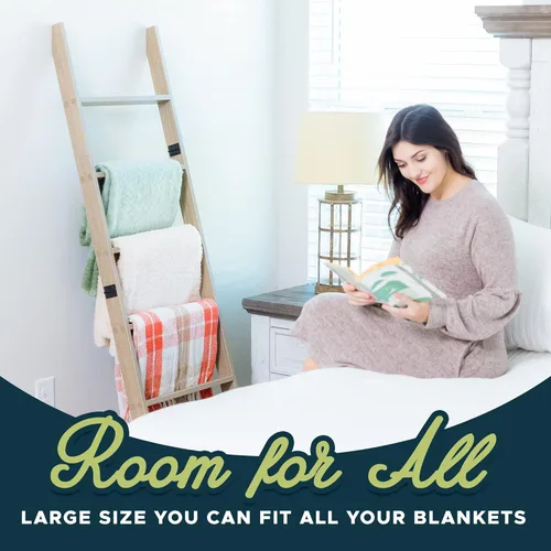 Miniatura 7 de Escalera para manta para sala de estar y dormitorio, 5 pies y 8 pulgadas, 6 niveles laminados inclinados para pared, construcción sin enredos