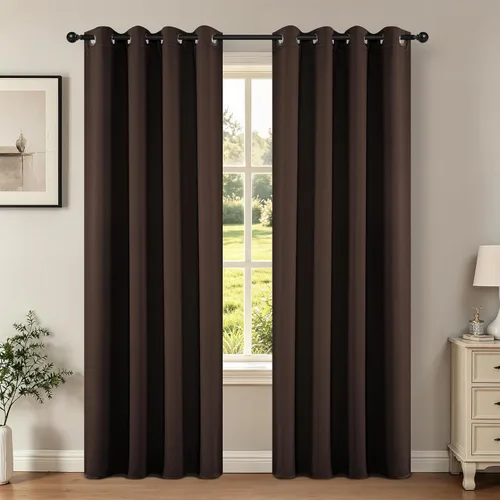 Miniatura 68 de Joydeco - Juego de 2 paneles de cortinas opacas de 63 pulgadas, 2 cortinas largas con aislamiento térmico burg, cortinas de oscurecimiento