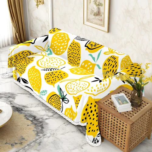 Miniatura 2 de Funda de sofá amarilla con estampado de limón y funda de sofá para sillón, funda resistente a las manchas, protector universal de muebles