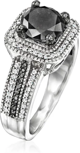 Miniatura 3 de Ross-Simons Anillo de diamantes blancos y negros de 2.00 qt t en plata de ley