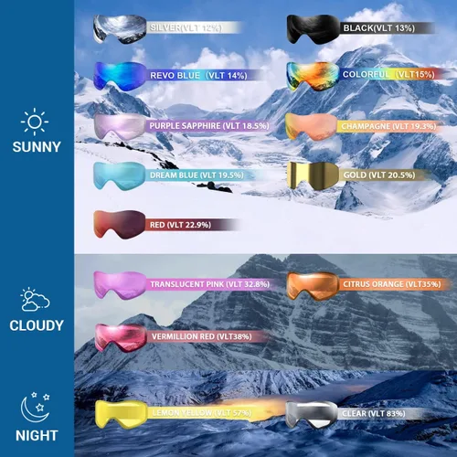 Miniatura 2 de Juli - Gafas de esquí, snowboard y patinaje, para hombres y mujeres Marco blanco naranja (vlt 13%) lente