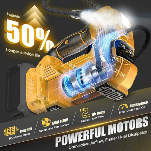 Miniatura 2 de DIYtoolifz Inflador de neumáticos inalámbrico de 160 PSI, compatible con compresor de aire Dewalt de 20 V, bomba de aire portátil de apagado