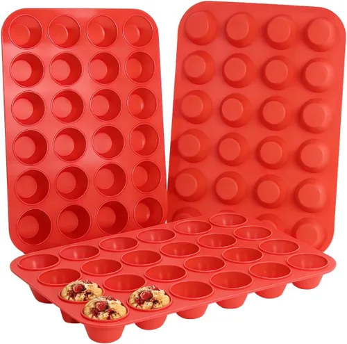 Miniatura 12 de CAKETIME Moldes de silicona para magdalenas para hornear, molde de tamaño regular para magdalenas, molde para hornear moldes de silicona