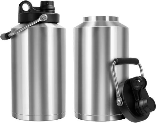 Miniatura 10 de Jarra de Agua de Galón, Botella de Agua Aislada, Jarra de 1 Galón con Asa, Botella de Agua Grande de Acero Inoxidable de 128 oz de Boca Ancha