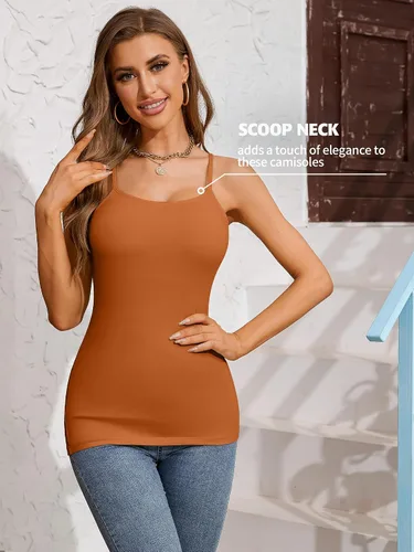 Miniatura 28 de Camisa Attraco de algodón, con tirantes estilo espagueti, con brasier incorporado, 2 paquetes, para mujer