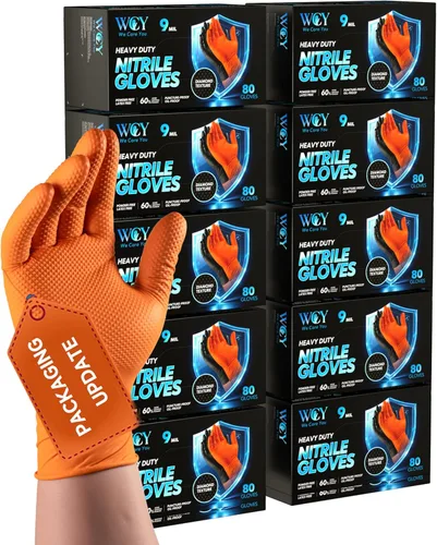 Miniatura 10 de wcy Anboson - Guantes de nitrilo desechables sin látex de 9 mil, color negro, XLarge, 30PCS