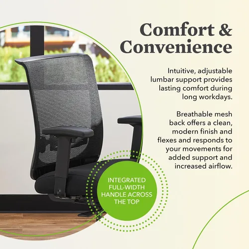Miniatura 6 de HON Convergence - Silla de oficina ergonómica, malla de soporte de espalda transpirable, brazos ajustables, silla de computadora con soporte lumbar
