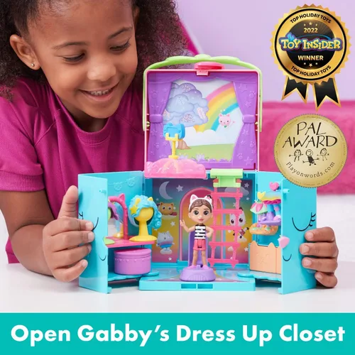 Miniatura 2 de Casa de muñecas de Gabby, armario de vestir portátil con una muñeca Gabby, juguetes sorpresa y accesorios para sesiones de fotos, juguetes